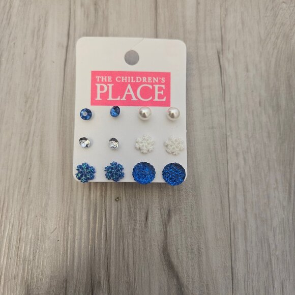 The Children’s Place Girls Stud Earring Set (6 Pairs) – Blue, White, Pearl – NWT - Picture 1 of 5